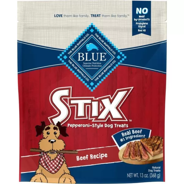 imageBlue Buffalo Stix Natural SoftMoist Dog Treats Lamb Recipe 5oz bag Pack of 6Beef 13 Ounce Pack of 1