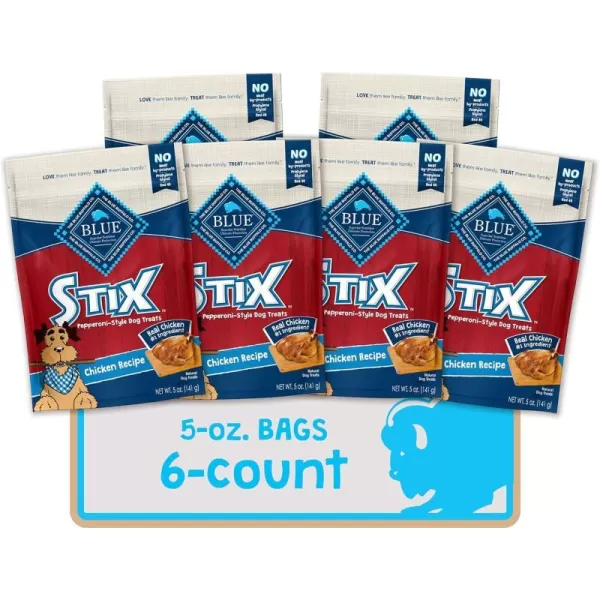 imageBlue Buffalo Stix Natural SoftMoist Dog Treats Lamb Recipe 5oz bag Pack of 6Chicken 5 Ounce Pack of 6