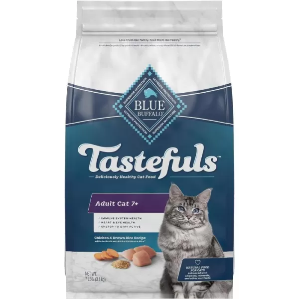 imageBlue Buffalo Tastefuls Adult 7 Natural Cat Food Bundle Dry Cat Food and Wet Cat Food Chicken 3lb Dry Food  3oz cans 24ctDry Cat Food Chicken amp Brown Rice 7 Pound Pack of 1