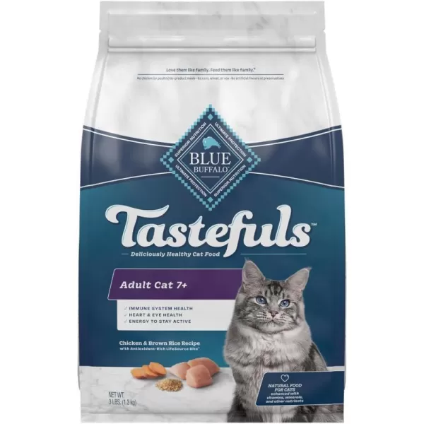 imageBlue Buffalo Tastefuls Adult 7 Natural Cat Food Bundle Dry Cat Food and Wet Cat Food Chicken 3lb Dry Food  3oz cans 24ctDry Cat Food Chicken amp Brown Rice 3 Pound Pack of 1