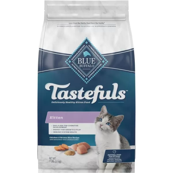 imageBlue Buffalo Tastefuls Kitten Natural Dry Cat Food Chicken 3lb bagDry Cat Food Chicken amp Brown Rice 7 Pound Pack of 1