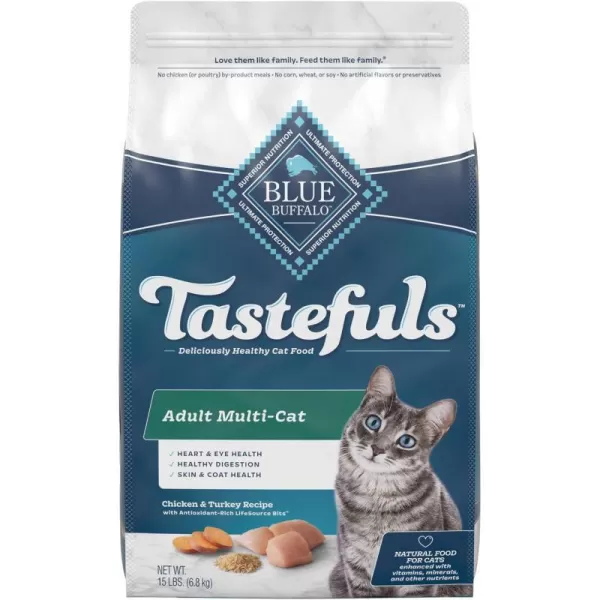 imageBlue Buffalo Tastefuls Multi Cat Natural Adult Dry Cat Food Chicken and Turkey 15lb bagBlue Buffalo Tastefuls Multi Cat Natural Adult Dry Cat Food Chicken and Turkey 15lb bag