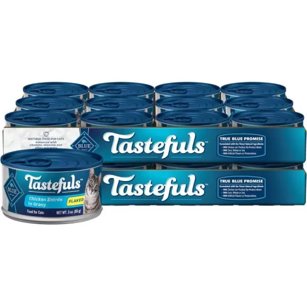 imageBlue Buffalo Tastefuls Natural Flaked Wet Cat Food Bundle Flaked Chicken and Tuna 3oz cans 48 Count 24 of Each FlavorChicken 3 Ounce Pack of 24