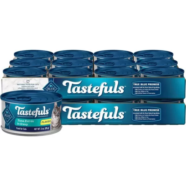 imageBlue Buffalo Tastefuls Natural Flaked Wet Cat Food Bundle Flaked Chicken and Tuna 3oz cans 48 Count 24 of Each FlavorTuna 3 Ounce Pack of 24