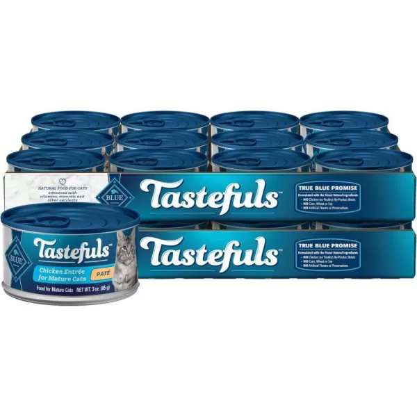imageBlue Buffalo Tastefuls Natural Flaked Wet Cat Food Variety Pack Tuna Chicken and Fish amp Shrimp Entres in Gravy 55oz Cans 12 Count  4 of EachChicken 3 Ounce Pack of 24