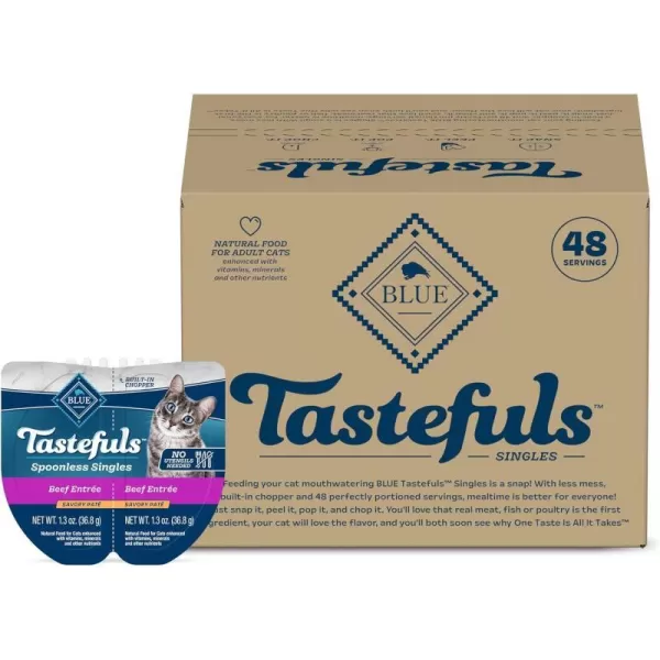imageBlue Buffalo Tastefuls Natural Pate Wet Cat Food Variety Pack Chicken Turkey amp Chicken and Ocean Fish amp Tuna 55oz Cans 24 Count  8 of EachBeef 26 Ounce Pack of 24
