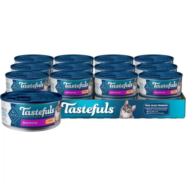 imageBlue Buffalo Tastefuls Natural Pate Wet Cat Food Variety Pack Chicken Turkey amp Chicken and Ocean Fish amp Tuna 55oz Cans 24 Count  8 of EachBeef 55 Ounce Pack of 24