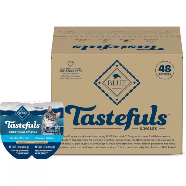 imageBlue Buffalo Tastefuls Natural Pate Wet Cat Food Variety Pack Chicken Turkey amp Chicken and Ocean Fish amp Tuna 55oz Cans 24 Count  8 of EachChicken 26 Ounce Pack of 24