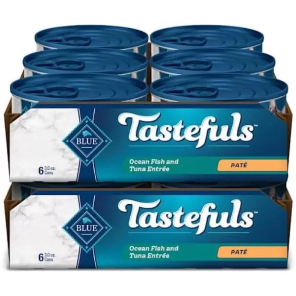 imageBlue Buffalo Tastefuls Natural Pate Wet Cat Food Variety Pack Chicken Turkey amp Chicken and Ocean Fish amp Tuna 55oz Cans 24 Count  8 of EachFish 1 Count Pack of 1