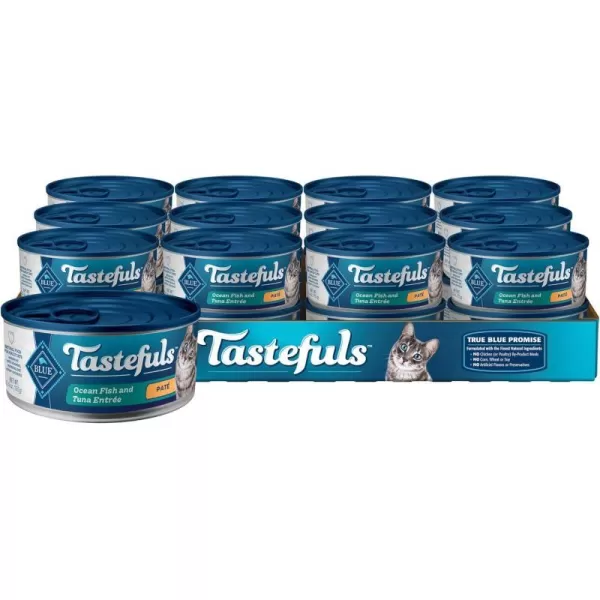 imageBlue Buffalo Tastefuls Natural Pate Wet Cat Food Variety Pack Chicken Turkey amp Chicken and Ocean Fish amp Tuna 55oz Cans 24 Count  8 of EachOcean Fish amp Tuna 55 Ounce Pack of 24