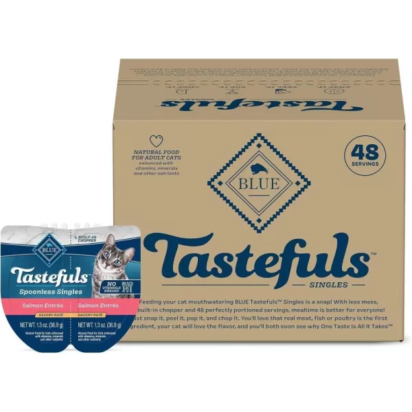 imageBlue Buffalo Tastefuls Natural Pate Wet Cat Food Variety Pack Chicken Turkey amp Chicken and Ocean Fish amp Tuna 55oz Cans 24 Count  8 of EachSalmon 26 Ounce Pack of 24