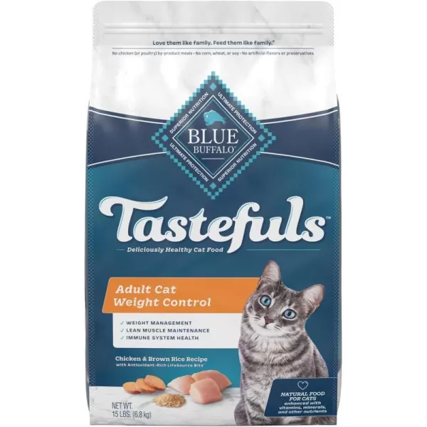 imageBlue Buffalo Tastefuls Weight Control Natural Adult Dry Cat Food Chicken 15lb bag15 Pound Pack of 1