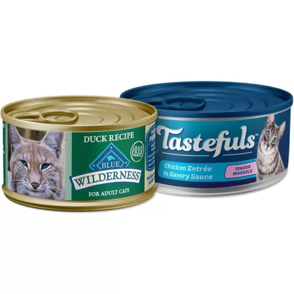 imageBlue Buffalo Tastefuls and Wildneress Cat Wet Food Variety Bundle Chicken and Duck Pack of 48Blue Buffalo Tastefuls and Wildneress Cat Wet Food Variety Bundle Chicken and Duck Pack of 48