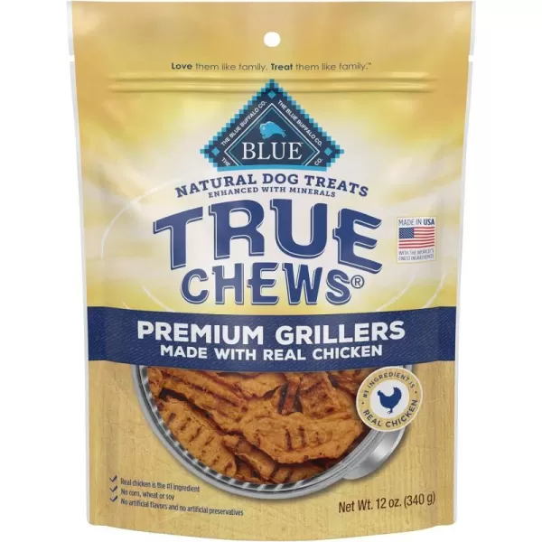 imageBlue Buffalo True Chews Premium Grillers Natural Dog Treats Steak 20 oz BagChicken 12 Ounce Pack of 1