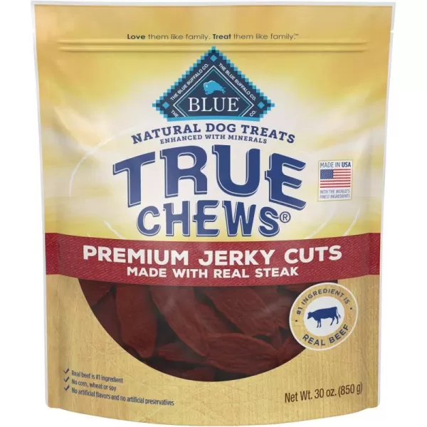 imageBlue Buffalo True Chews Premium Jerky Cuts Natural Dog Treats Duck 22 oz bagSteak 187 Pound Pack of 1