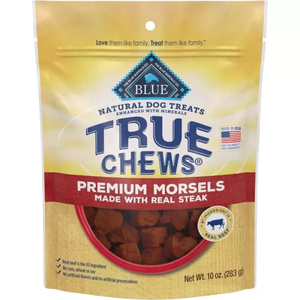 imageBlue Buffalo True Chews Premium Morsels Natural Dog Treats Chicken 11 oz bagSteak 10 Ounce Pack of 1