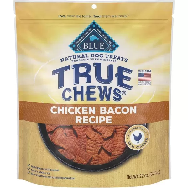 imageBlue Buffalo True Chews Premium Natural Dog Treats Pork and Chicken Sausage 14 oz bagChicken Bacon 137 Pound Pack of 1