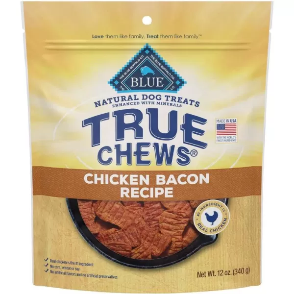 imageBlue Buffalo True Chews Premium Natural Dog Treats Pork and Chicken Sausage 14 oz bagChicken amp Bacon 12 Ounce Pack of 1