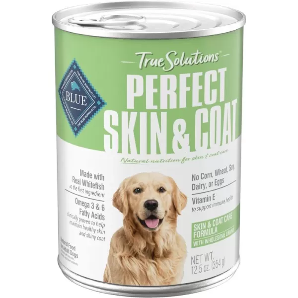 imageBlue Buffalo True Solutions Perfect Skin amp Coat Natural Adult Wet Dog Food Whitefish 125oz cans Pack of 12Wet Dog Food Whitefish 125 Ounce Pack of 12