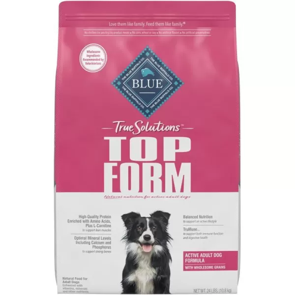 imageBlue Buffalo True Solutions Top Form Natural Active Breed Adult Dry Dog Food Chicken 4lbDry Dog Food 1 Count Pack of 1