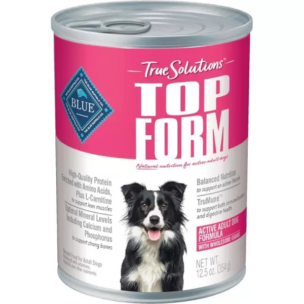 imageBlue Buffalo True Solutions Top Form Natural Active Breed Adult Dry Dog Food Chicken 4lbWet Dog Food 125 Ounce Pack of 12