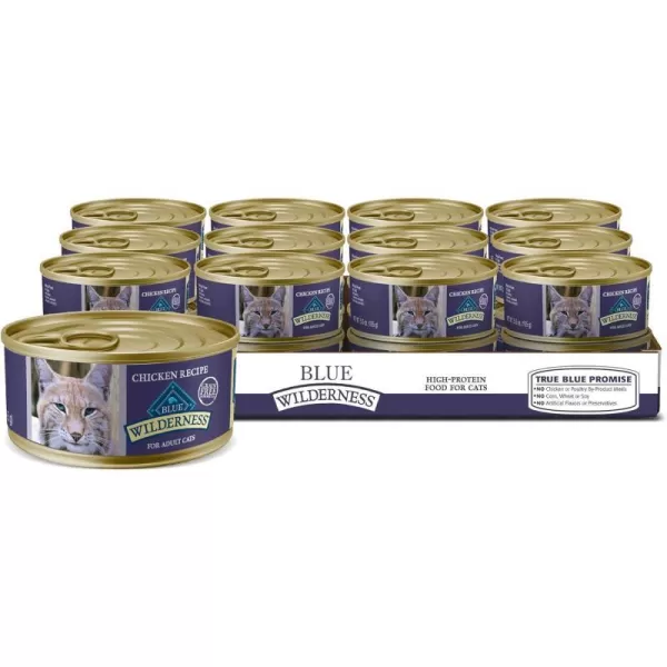 imageBlue Buffalo Wilderness High Protein Grain Free Natural Adult Pate Wet Cat Food Chicken 55oz cans Pack of 24Chicken 55 Ounce Pack of 24