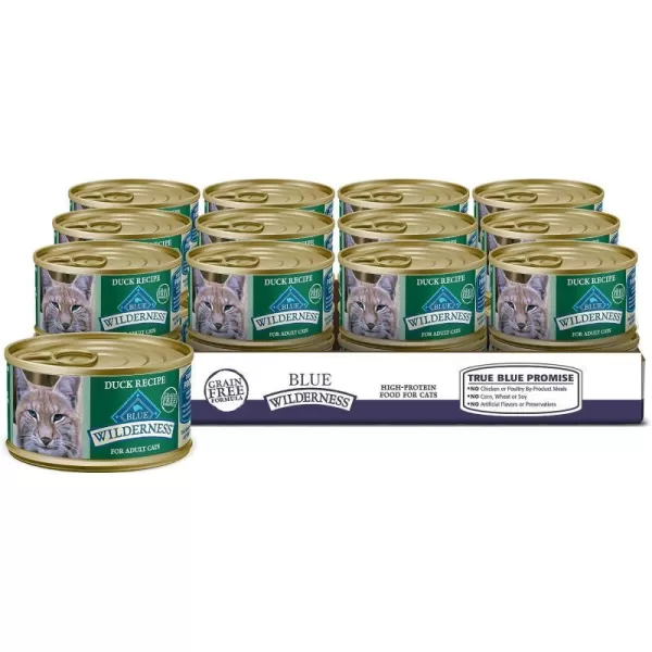 imageBlue Buffalo Wilderness High Protein Grain Free Natural Adult Pate Wet Cat Food Chicken 55oz cans Pack of 24Duck 3 Ounce Pack of 24