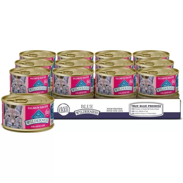 imageBlue Buffalo Wilderness High Protein Grain Free Natural Adult Pate Wet Cat Food Chicken 55oz cans Pack of 24Salmon 3 Ounce Pack of 24