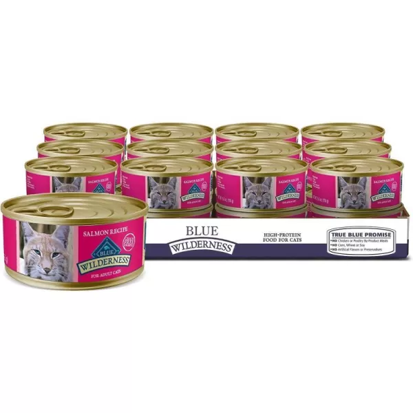 imageBlue Buffalo Wilderness High Protein Grain Free Natural Adult Pate Wet Cat Food Chicken 55oz cans Pack of 24Salmon 55 Ounce Pack of 24