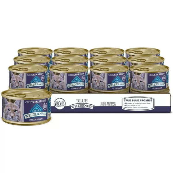 imageBlue Buffalo Wilderness High Protein Grain Free Natural Adult Pate Wet Cat Food Chicken Salmon Duck 3oz cans 72 count  24 of each flavorChicken 3 Ounce Pack of 24