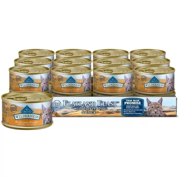 imageBlue Buffalo Wilderness High Protein Grain Free Natural Adult Pate Wet Cat Food Chicken Salmon Duck 3oz cans 72 count  24 of each flavorFlatland  Turkey Chicken Quail amp Duck 3 Ounce Pack of 24