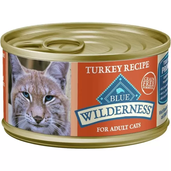 imageBlue Buffalo Wilderness High Protein Grain Free Natural Adult Pate Wet Cat Food Chicken Salmon Duck 3oz cans 72 count  24 of each flavorTurkey 3 Ounce Pack of 24