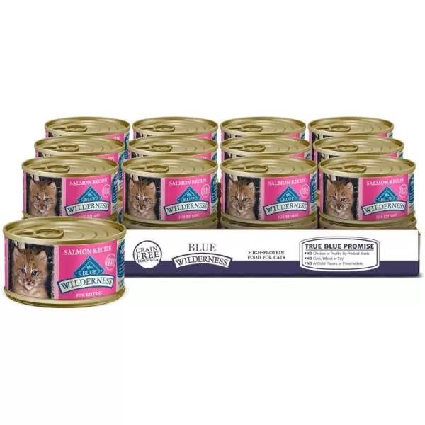 imageBlue Buffalo Wilderness High Protein Grain Free Natural Kitten Pate Wet Cat Food Chicken 3oz cans Pack of 24Salmon 3 Ounce Pack of 24
