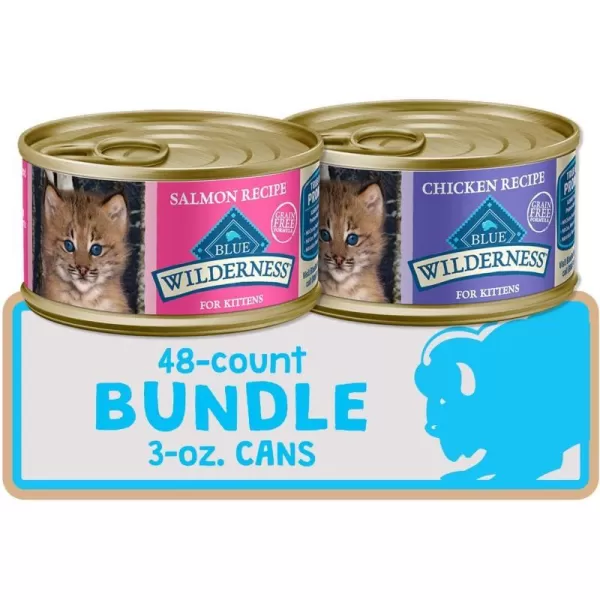 imageBlue Buffalo Wilderness High Protein Grain Free Natural Kitten Pate Wet Cat Food Chicken amp Salmon 3oz cans 48 Count  24 of Each FlavorVariety Pack Chicken amp Salmon 3 Ounce Pack of 48