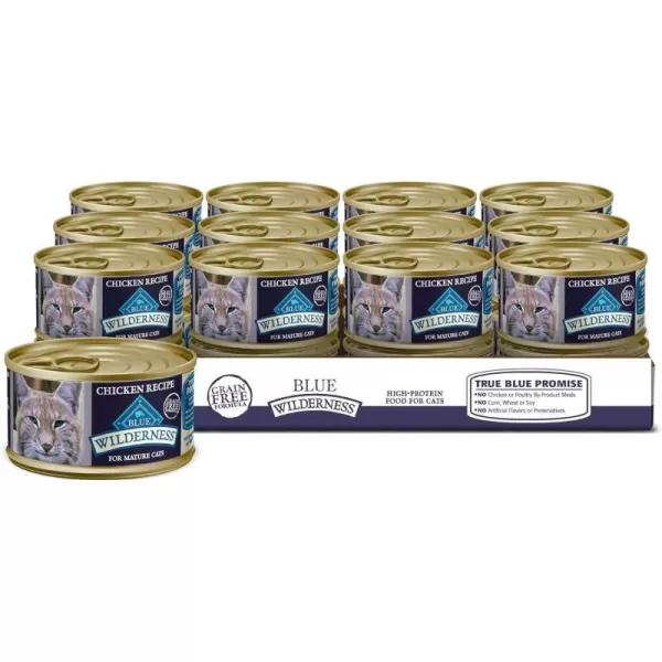 imageBlue Buffalo Wilderness High Protein Grain Free Natural Mature Pate Wet Cat Food Chicken 55oz cans Pack of 243 Ounce Pack of 24