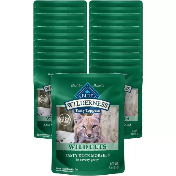 imageBlue Buffalo Wilderness High Protein Grain Free Natural Wild Cuts Adult Wet Cat Food Pouch Duck 3oz pouches Pack of 24Duck
