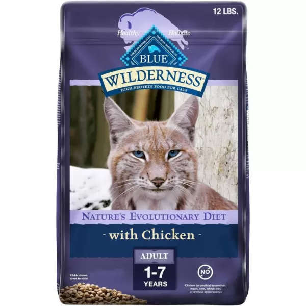 imageBlue Buffalo Wilderness High Protein Natural Adult Dry Cat Food Duck 5lbChicken 12 Pound Pack of 1