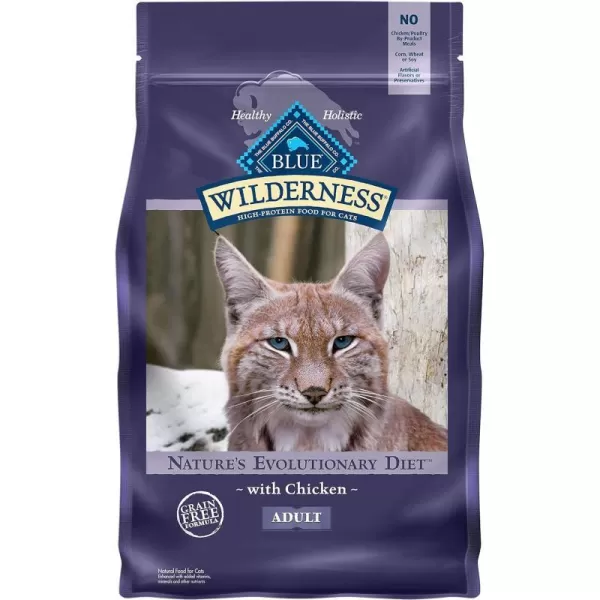 imageBlue Buffalo Wilderness High Protein Natural Adult Dry Cat Food Duck 5lbChicken 25 Pound Pack of 1