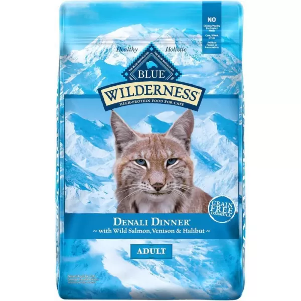imageBlue Buffalo Wilderness High Protein Natural Adult Dry Cat Food Flatland Feast with Turkey Quail amp Duck 4lbSalmon Venison amp Halibut 10 Pound Pack of 1