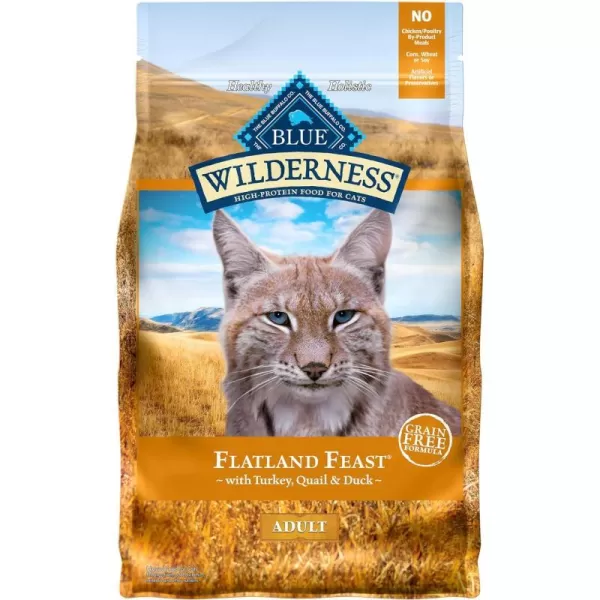 imageBlue Buffalo Wilderness High Protein Natural Adult Dry Cat Food Flatland Feast with Turkey Quail amp Duck 4lbTurkey Quail amp Duck 4 Pound Pack of 1