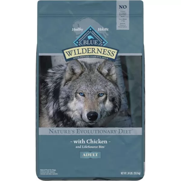 imageBlue Buffalo Wilderness High Protein Natural Adult Dry Dog Food Chicken 24lbChicken Grain Free 24 Pound Pack of 1