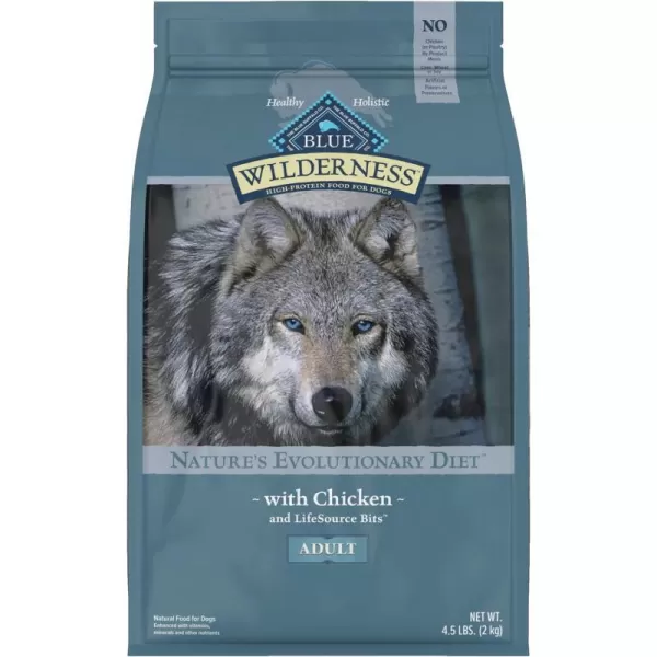 imageBlue Buffalo Wilderness High Protein Natural Adult Dry Dog Food Chicken 24lbChicken Grain Free 45 Pound Pack of 1
