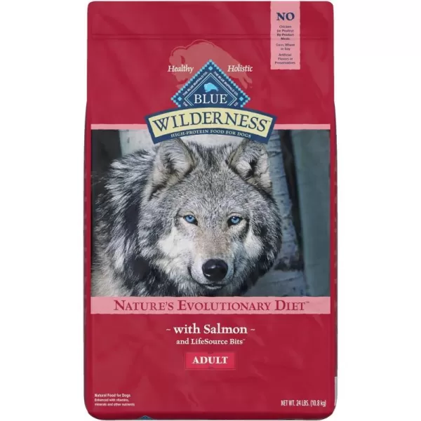 imageBlue Buffalo Wilderness High Protein Natural Adult Dry Dog Food Chicken 24lbSalmon Grain Free 24 Pound Pack of 1