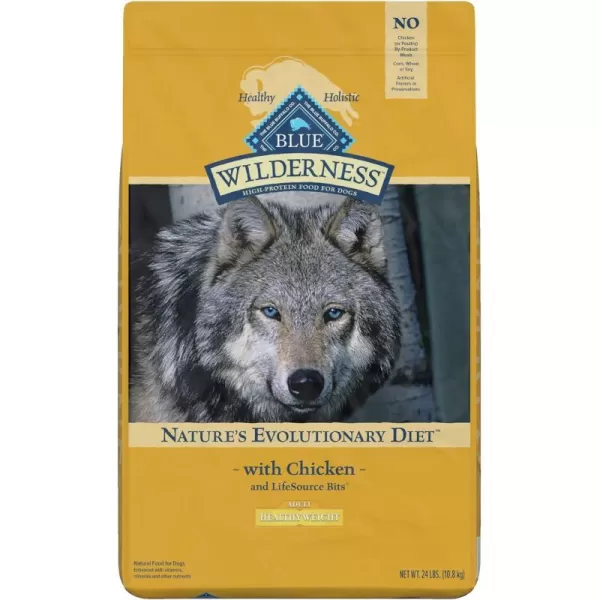 imageBlue Buffalo Wilderness High Protein Natural Adult Healthy Weight Dry Dog Food Chicken 45lbChicken 24 Pound Pack of 1