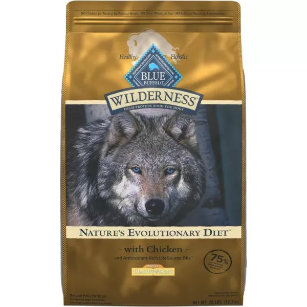 imageBlue Buffalo Wilderness High Protein Natural Adult Healthy Weight Dry Dog Food Chicken 45lbChicken plus Wholesome Grains 28 Pounds Pack of 1