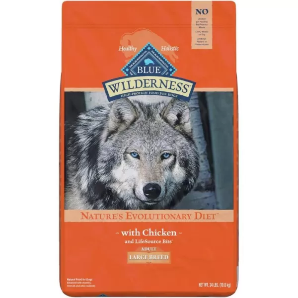 imageBlue Buffalo Wilderness High Protein Natural Adult Large Breed Dry Dog Food Chicken 24lbChicken Grain Free