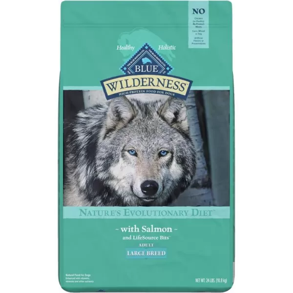 imageBlue Buffalo Wilderness High Protein Natural Adult Large Breed Dry Dog Food Chicken 24lbSalmon Grain Free