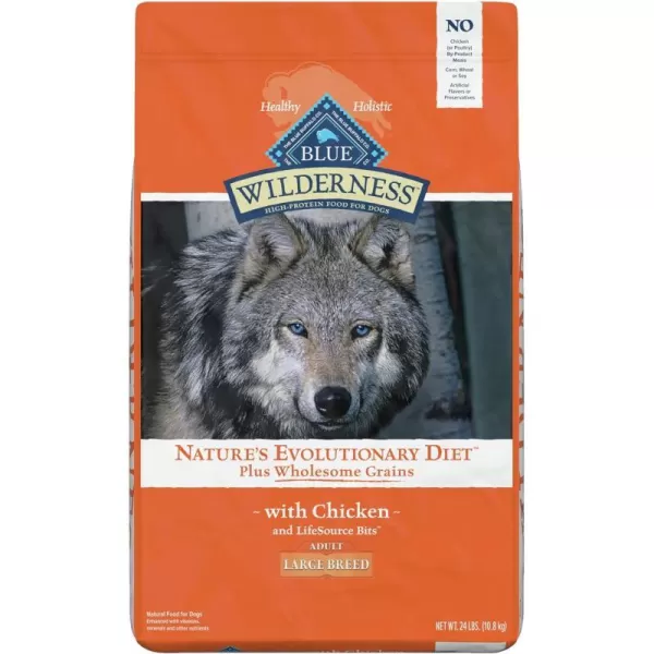 imageBlue Buffalo Wilderness High Protein Natural Adult Large Breed Dry Dog Food Plus Wholesome Grains Chicken 24lbBlue Buffalo Wilderness High Protein Natural Adult Large Breed Dry Dog Food Plus Wholesome Grains Chicken 24lb