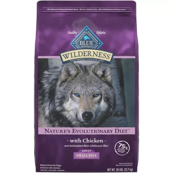 imageBlue Buffalo Wilderness High Protein Natural Adult Small Bite Dry Dog Food plus Wholesome Grains Chicken 28 lb bagBlue Buffalo Wilderness High Protein Natural Adult Small Bite Dry Dog Food plus Wholesome Grains Chicken 28 lb bag