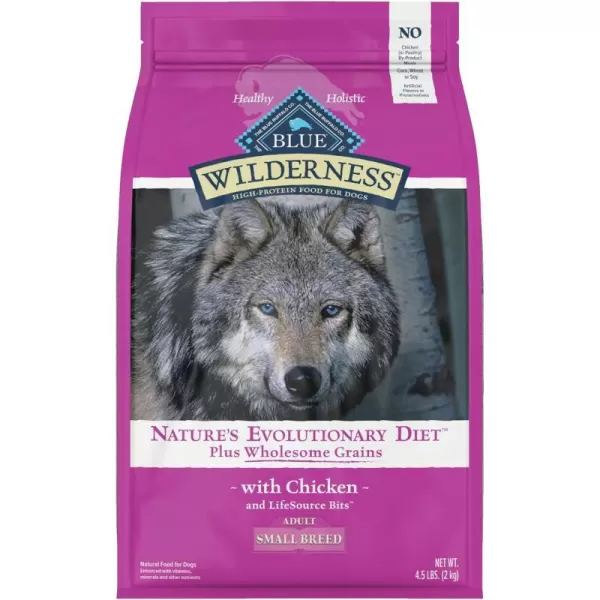 imageBlue Buffalo Wilderness High Protein Natural Adult Small Breed Dry Dog Food Plus Wholesome Grains Chicken 45lbBlue Buffalo Wilderness High Protein Natural Adult Small Breed Dry Dog Food Plus Wholesome Grains Chicken 45lb